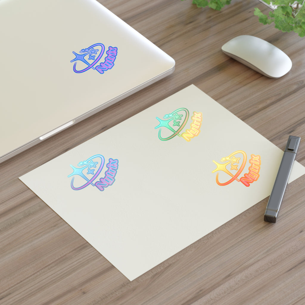 Pink 'Nytrx' Logo Sticker Sheet — Cute Retro Space Emblem Pack