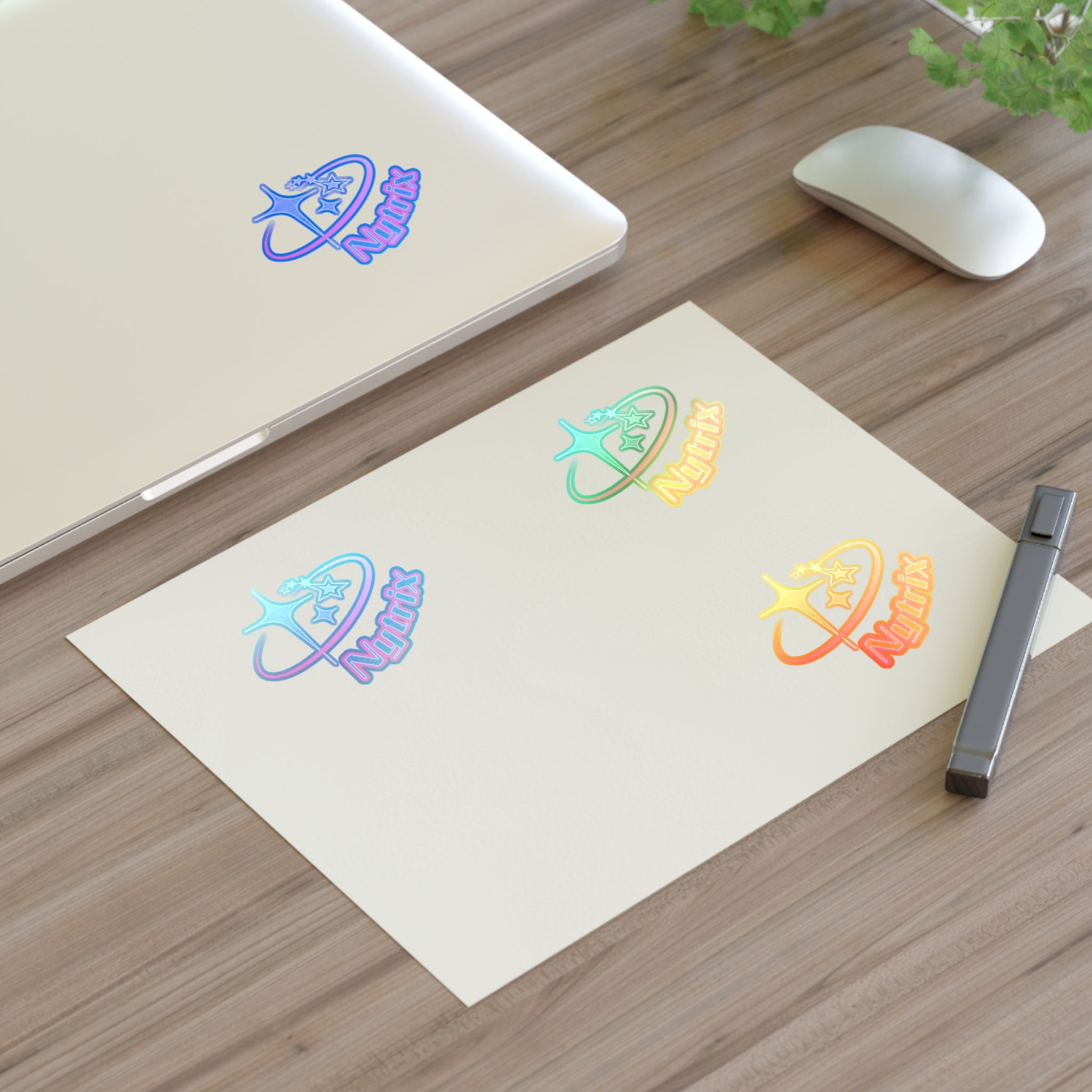 Pink 'Nytrx' Logo Sticker Sheet — Cute Retro Space Emblem Pack