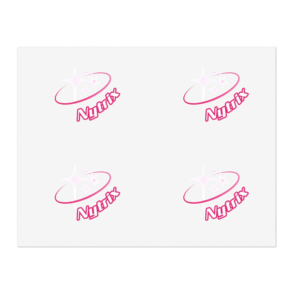 Pink 'Nytrx' Logo Sticker Sheet — Cute Retro Space Emblem Pack
