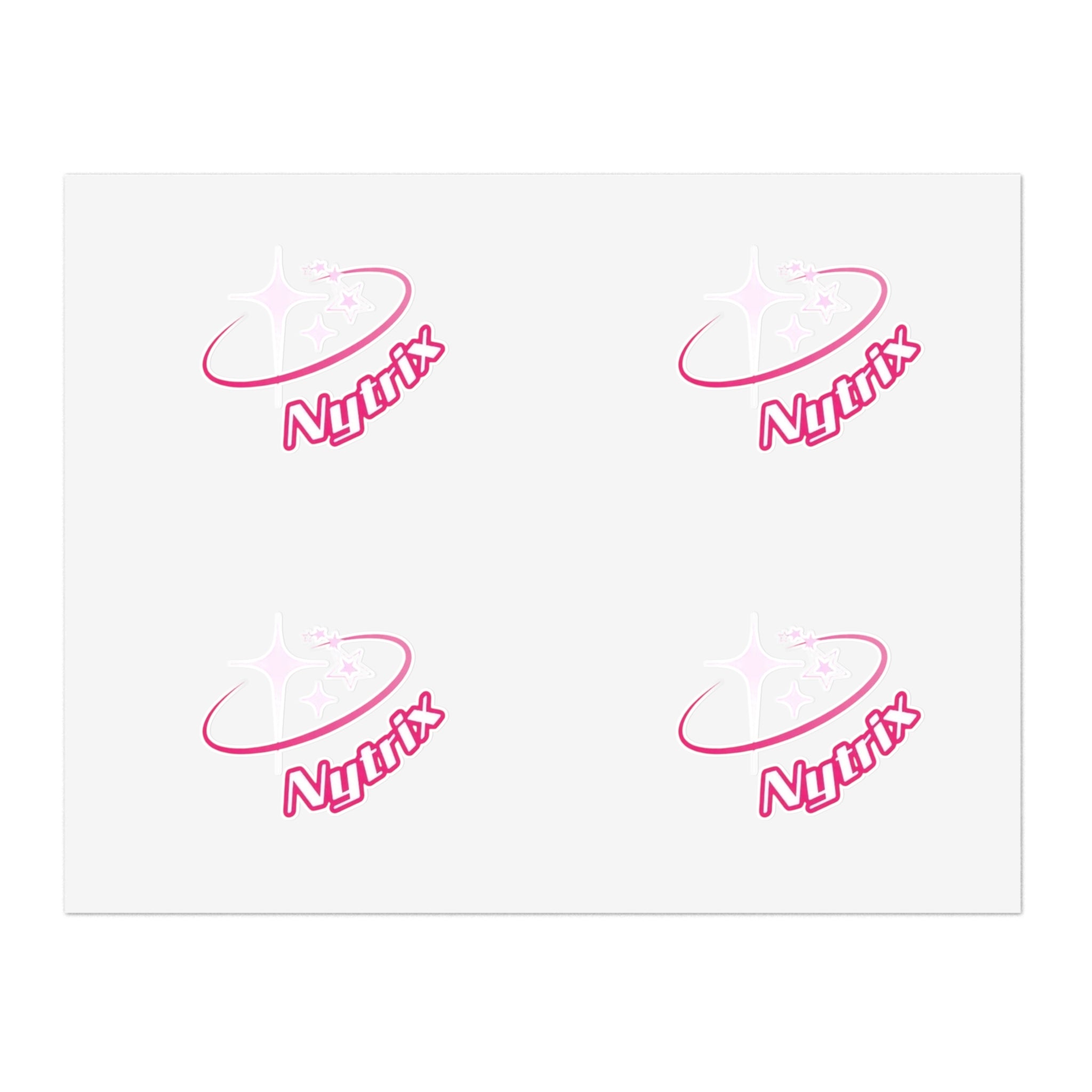 Pink 'Nytrx' Logo Sticker Sheet — Cute Retro Space Emblem Pack