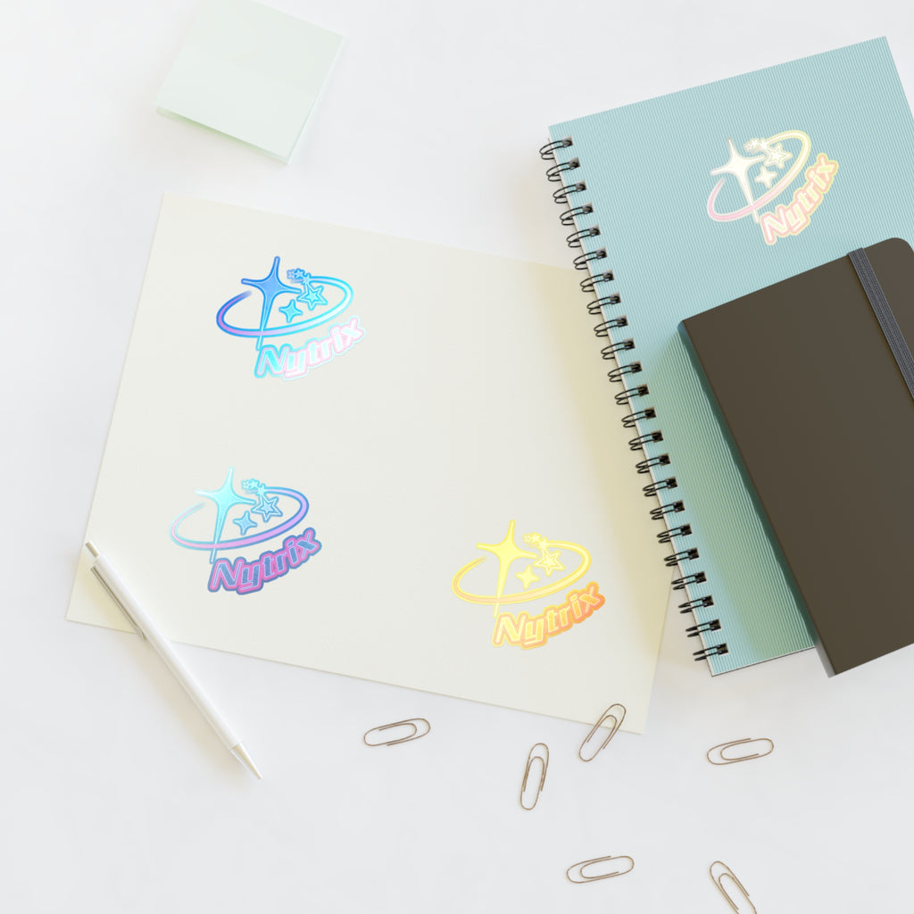 Pink 'Nytrx' Logo Sticker Sheet — Cute Retro Space Emblem Pack